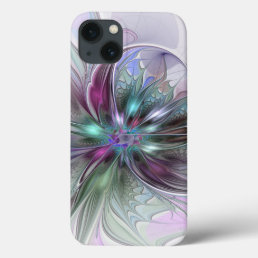 Colorful Fantasy Abstract Modern Fractal Flower iPhone 13 Case