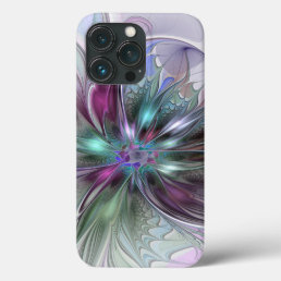 Colorful Fantasy Abstract Modern Fractal Flower iPhone 13 Pro Case