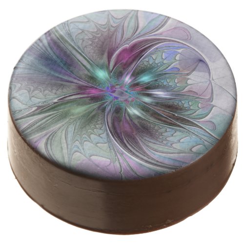 Colorful Fantasy Abstract Modern Fractal Flower Chocolate Covered Oreo