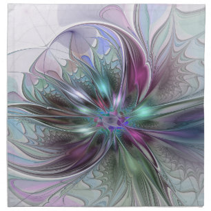 Colorful Fantasy Abstract Modern Fractal Flower Cloth Napkin
