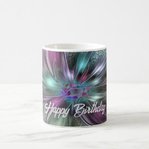 Colorful Fantasy Abstract Modern Fractal Flower Coffee Mug