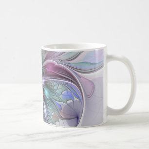 Colorful Fantasy Abstract Modern Fractal Flower Coffee Mug