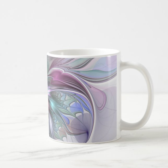 Colorful Fantasy Abstract Modern Fractal Flower Coffee Mug (Right)