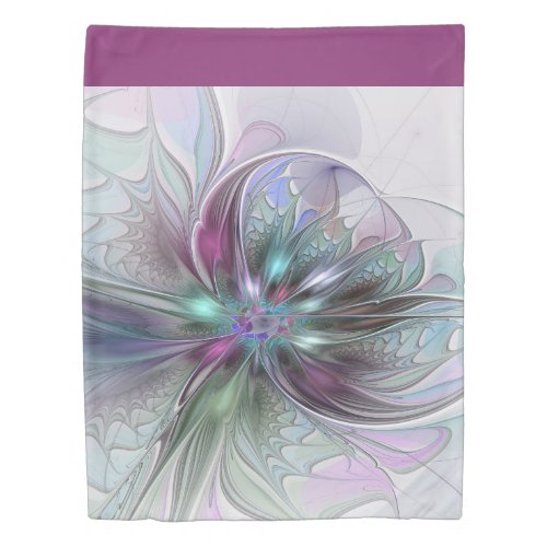 Colorful Fantasy Abstract Modern Fractal Flower Duvet Cover