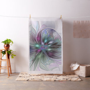 Colorful Fantasy Abstract Modern Fractal Flower Fabric