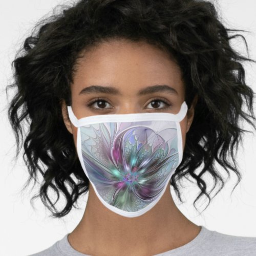 Colorful Fantasy Abstract Modern Fractal Flower Face Mask