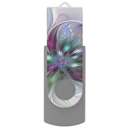 Colorful Fantasy Abstract Modern Fractal Flower Flash Drive
