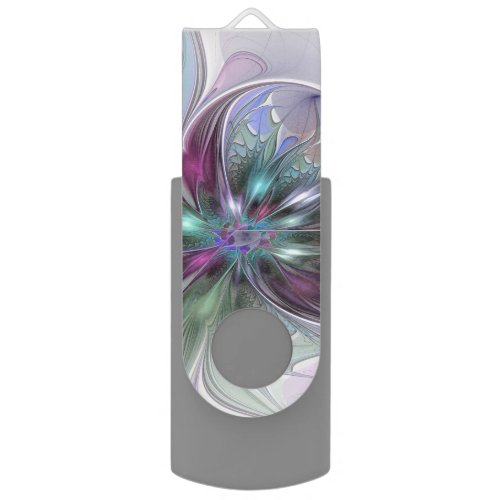 Colorful Fantasy Abstract Modern Fractal Flower Flash Drive