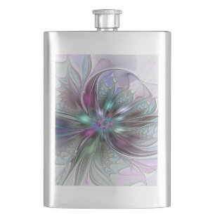 Colorful Fantasy Abstract Modern Fractal Flower Flask