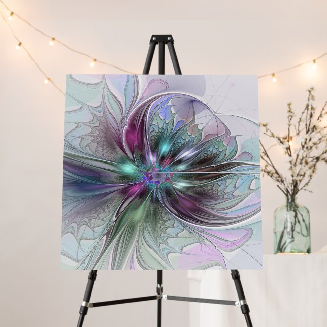 Colorful Fantasy Abstract Modern Fractal Flower Foam Board (In Situ (Stand))