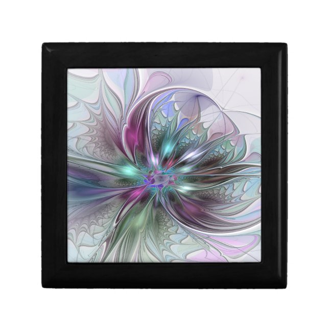 Colorful Fantasy Abstract Modern Fractal Flower Gift Box (Front)