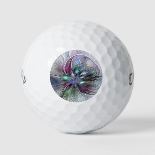 Colorful Fantasy Abstract Modern Fractal Flower Golf Balls