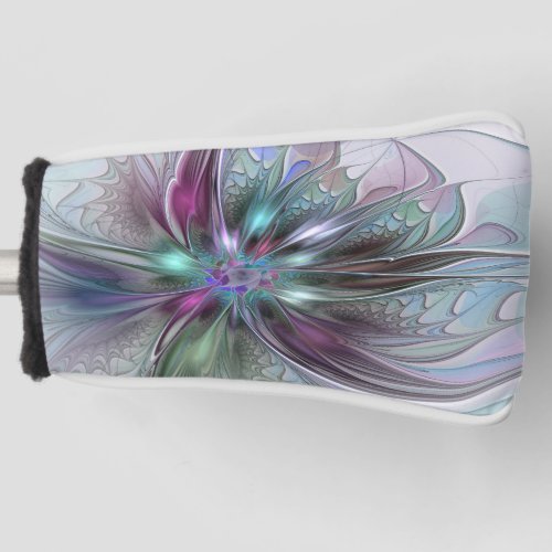 Colorful Fantasy Abstract Modern Fractal Flower Golf Head Cover