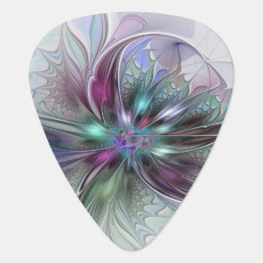 Colorful Fantasy Abstract Modern Fractal Flower Guitar Pick