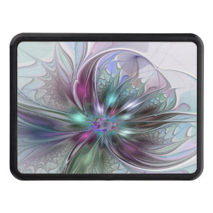Colorful Fantasy Abstract Modern Fractal Flower Hitch Cover
