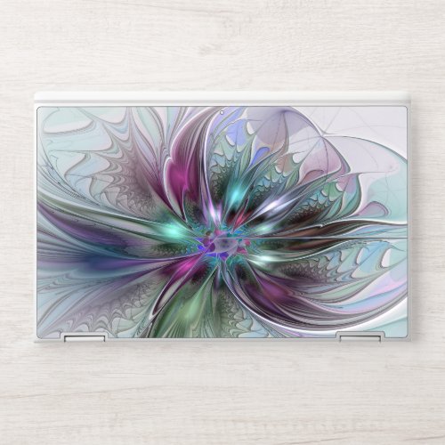 Colorful Fantasy Abstract Modern Fractal Flower HP Laptop Skin