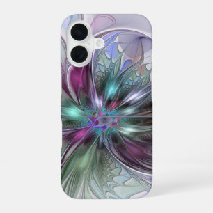 Colorful Fantasy Abstract Modern Fractal Flower iPhone 16 Case