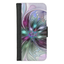 Colorful Fantasy Abstract Modern Fractal Flower iPhone 8/7 Wallet Case