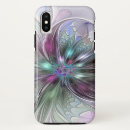 Colorful Fantasy Abstract Modern Fractal Flower iPhone X Case
