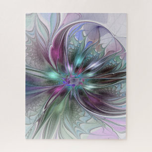 Colorful Fantasy Abstract Modern Fractal Flower Jigsaw Puzzle