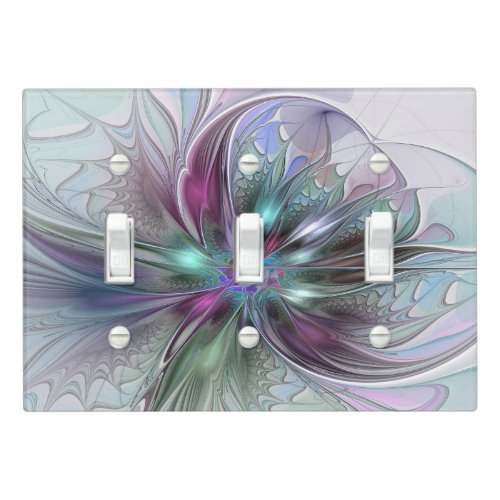 Colorful Fantasy Abstract Modern Fractal Flower Light Switch Cover
