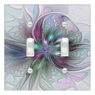 Colorful Fantasy Abstract Modern Fractal Flower Light Switch Cover