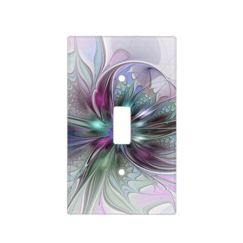 Colorful Fantasy Abstract Modern Fractal Flower Light Switch Cover