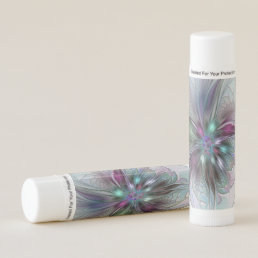 Colorful Fantasy Abstract Modern Fractal Flower Lip Balm