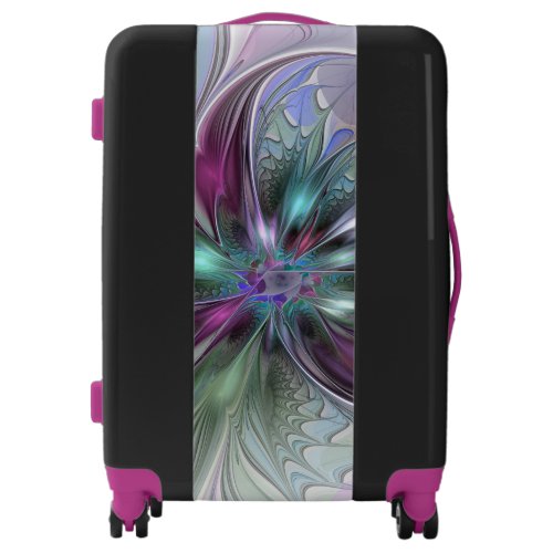Colorful Fantasy Abstract Modern Fractal Flower Luggage