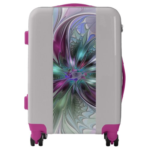 Colorful Fantasy Abstract Modern Fractal Flower Luggage