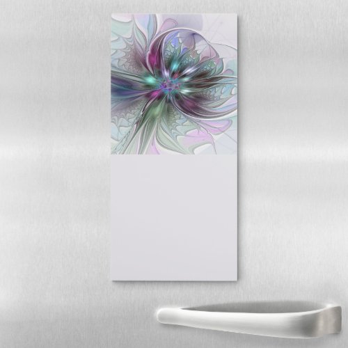 Colorful Fantasy Abstract Modern Fractal Flower Magnetic Notepad