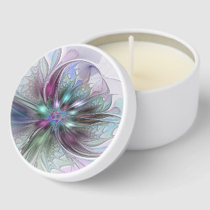 Colorful Fantasy Abstract Modern Fractal Flower Mini Candle Favors
