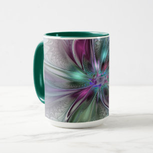 Colorful Fantasy Abstract Modern Fractal Flower Mug