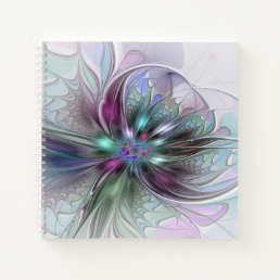 Colorful Fantasy Abstract Modern Fractal Flower Notebook