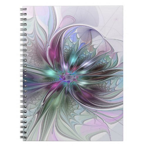 Colorful Fantasy Abstract Modern Fractal Flower Notebook