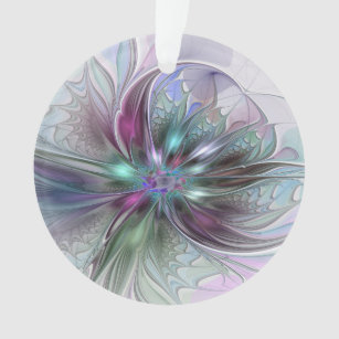 Colorful Fantasy Abstract Modern Fractal Flower Ornament
