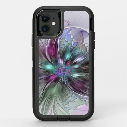 Colorful Fantasy Abstract Modern Fractal Flower OtterBox Defender iPhone 11 Case