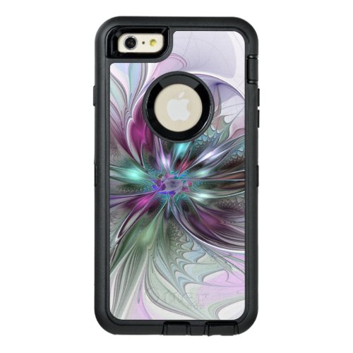 Colorful Fantasy Abstract Modern Fractal Flower OtterBox Defender iPhone Case