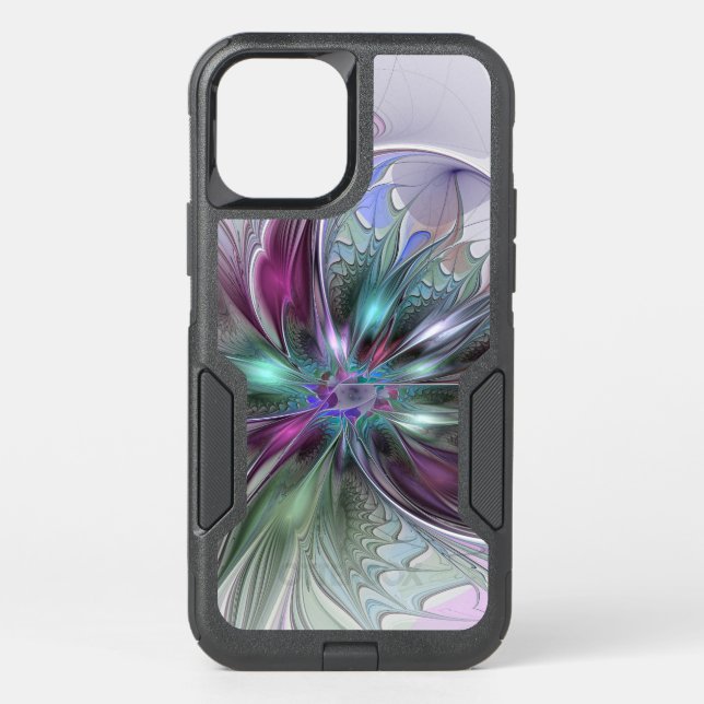 Colorful Fantasy Abstract Modern Fractal Flower Otterbox iPhone Case (Back)