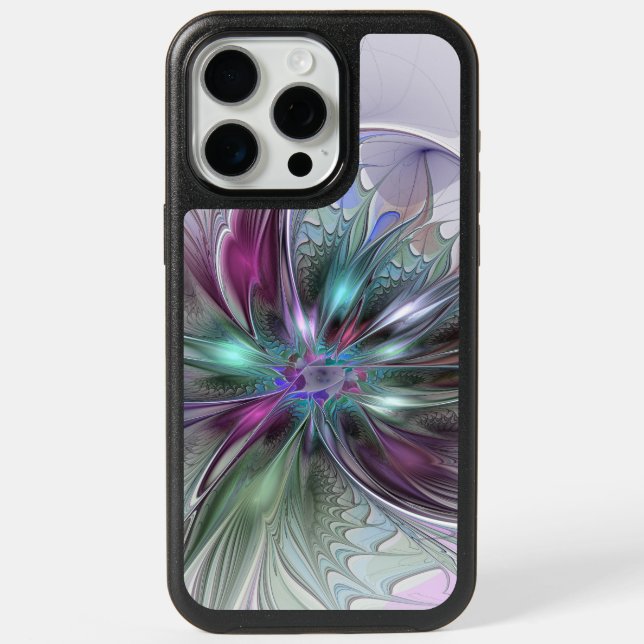 Colorful Fantasy Abstract Modern Fractal Flower Otterbox iPhone Case (Back)