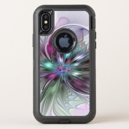 Colorful Fantasy Abstract Modern Fractal Flower OtterBox Defender iPhone X Case