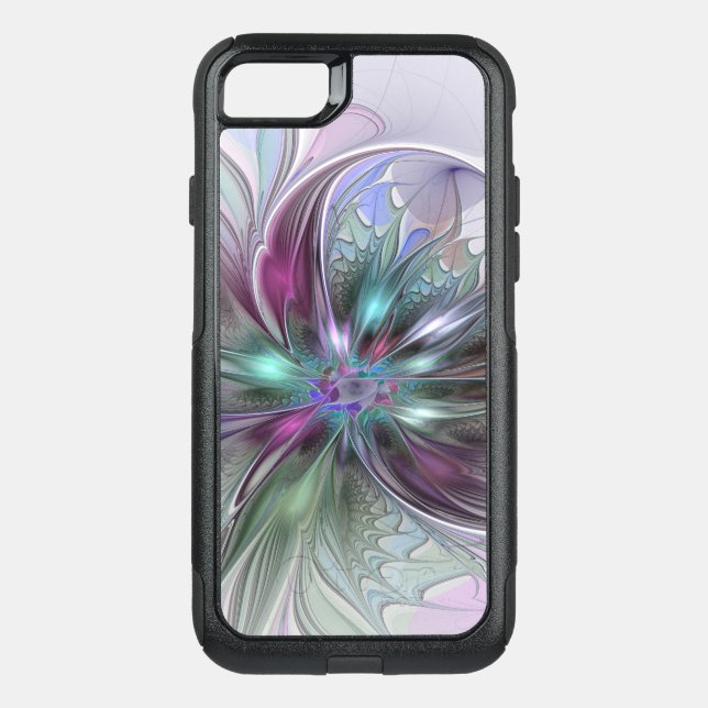 Colorful Fantasy Abstract Modern Fractal Flower Otterbox iPhone Case (Back)