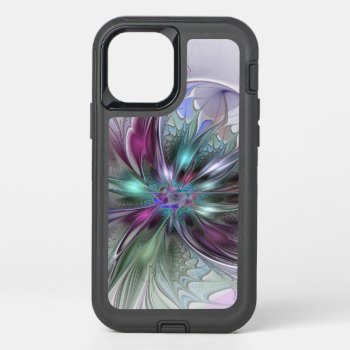 Colorful Fantasy Abstract Modern Fractal Flower Otterbox Defender Iphone 12 Pro Case by GabiwArt at Zazzle