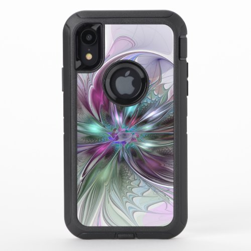 Colorful Fantasy Abstract Modern Fractal Flower OtterBox Defender iPhone XR Case