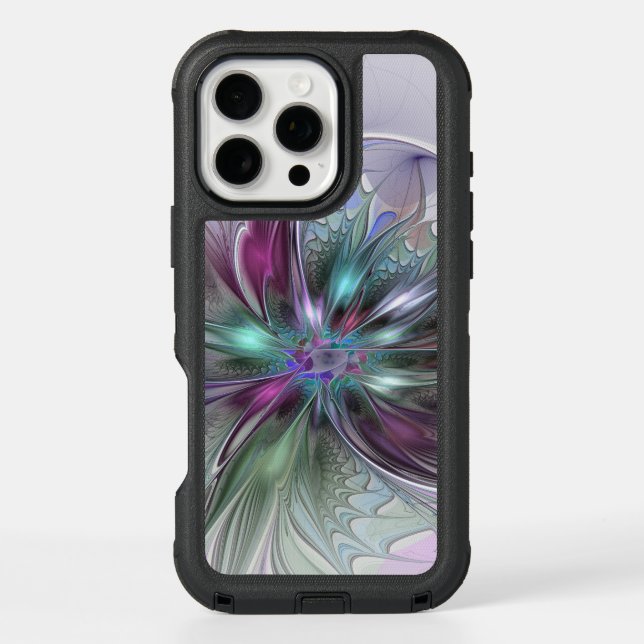 Colorful Fantasy Abstract Modern Fractal Flower Otterbox iPhone Case (Back)