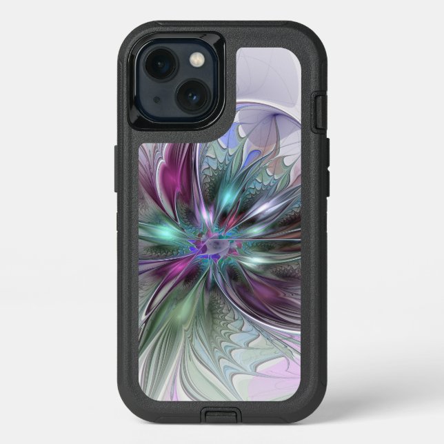 Colorful Fantasy Abstract Modern Fractal Flower Otterbox iPhone Case (Back)