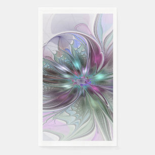 Colorful Fantasy Abstract Modern Fractal Flower Paper Guest Towels