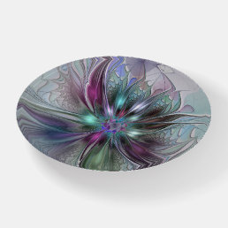 Colorful Fantasy Abstract Modern Fractal Flower Paperweight