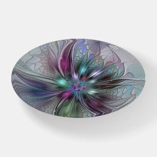 Colorful Fantasy Abstract Modern Fractal Flower Paperweight