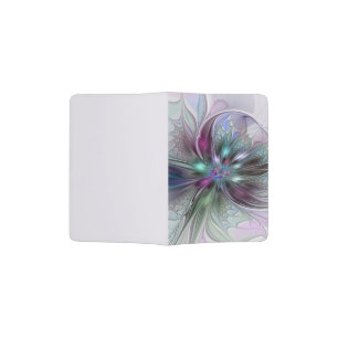 Colorful Fantasy Abstract Modern Fractal Flower Passport Holder